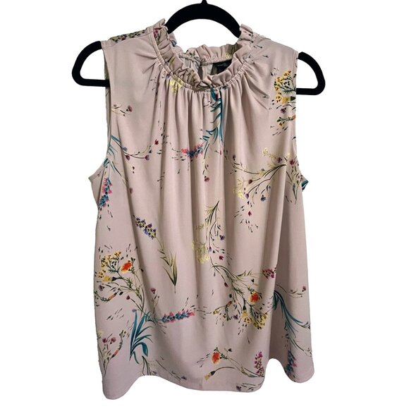 Worthington Floral Ruffle Collar Sleeveless Top - Picture 1 of 3